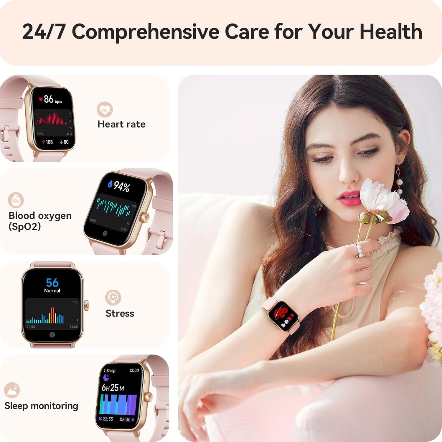 Smart Watch for Women Android & iPhone, Alexa Built-in, Waterproof Activity …