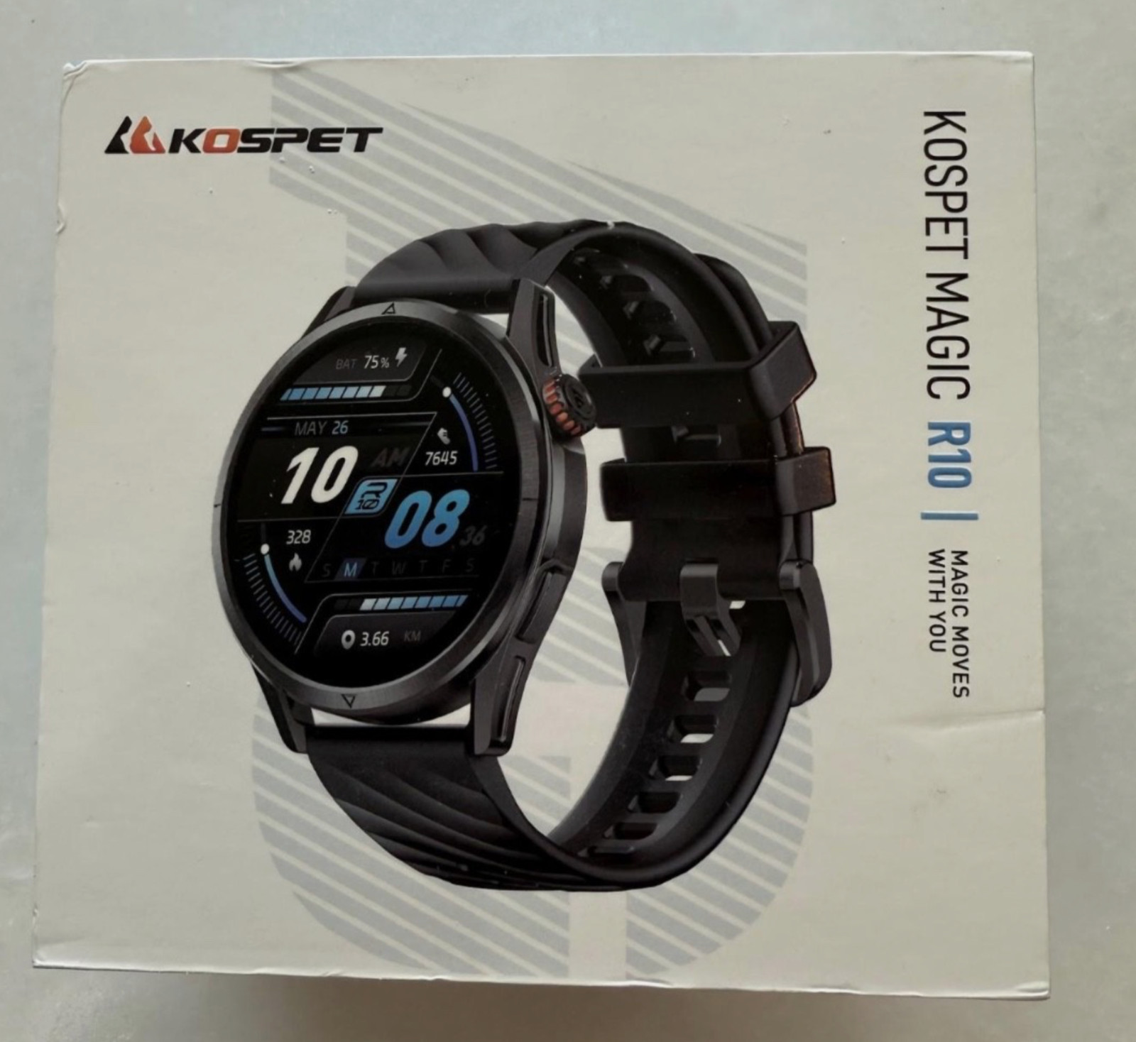 KOSPET Magic R10 Smart watch Men & Women GPS 1.43″ AMOLED, 5ATM Waterproof Black