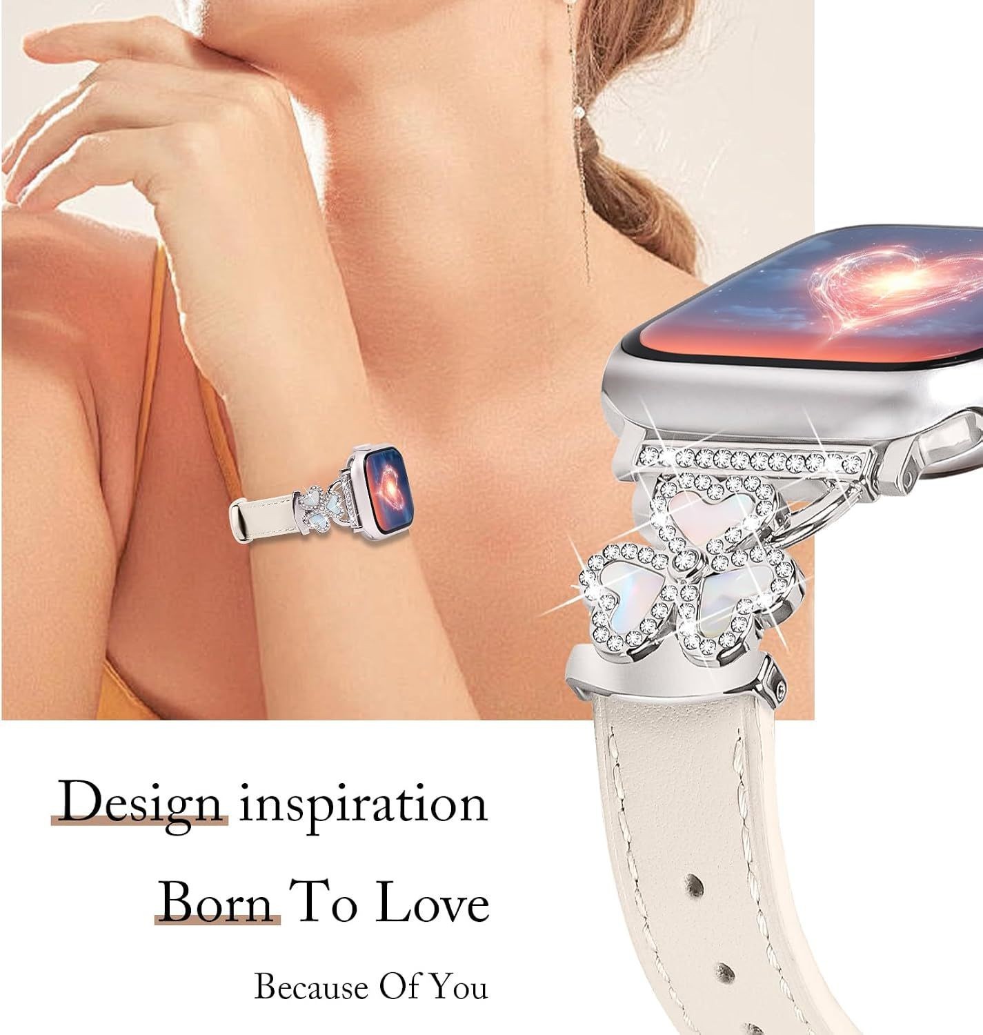 Leather Strap Compatible with Apple Watch Series 11/9/8/7 40/38mm Dressy