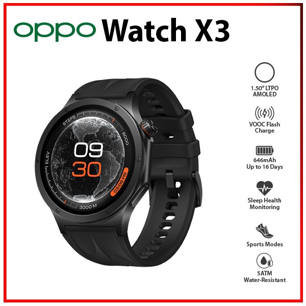 OPPO Watch X3 OBSIDIAN BLACK 2GB+32GB AMOLED Bluetooth Android iOS Smartwatch