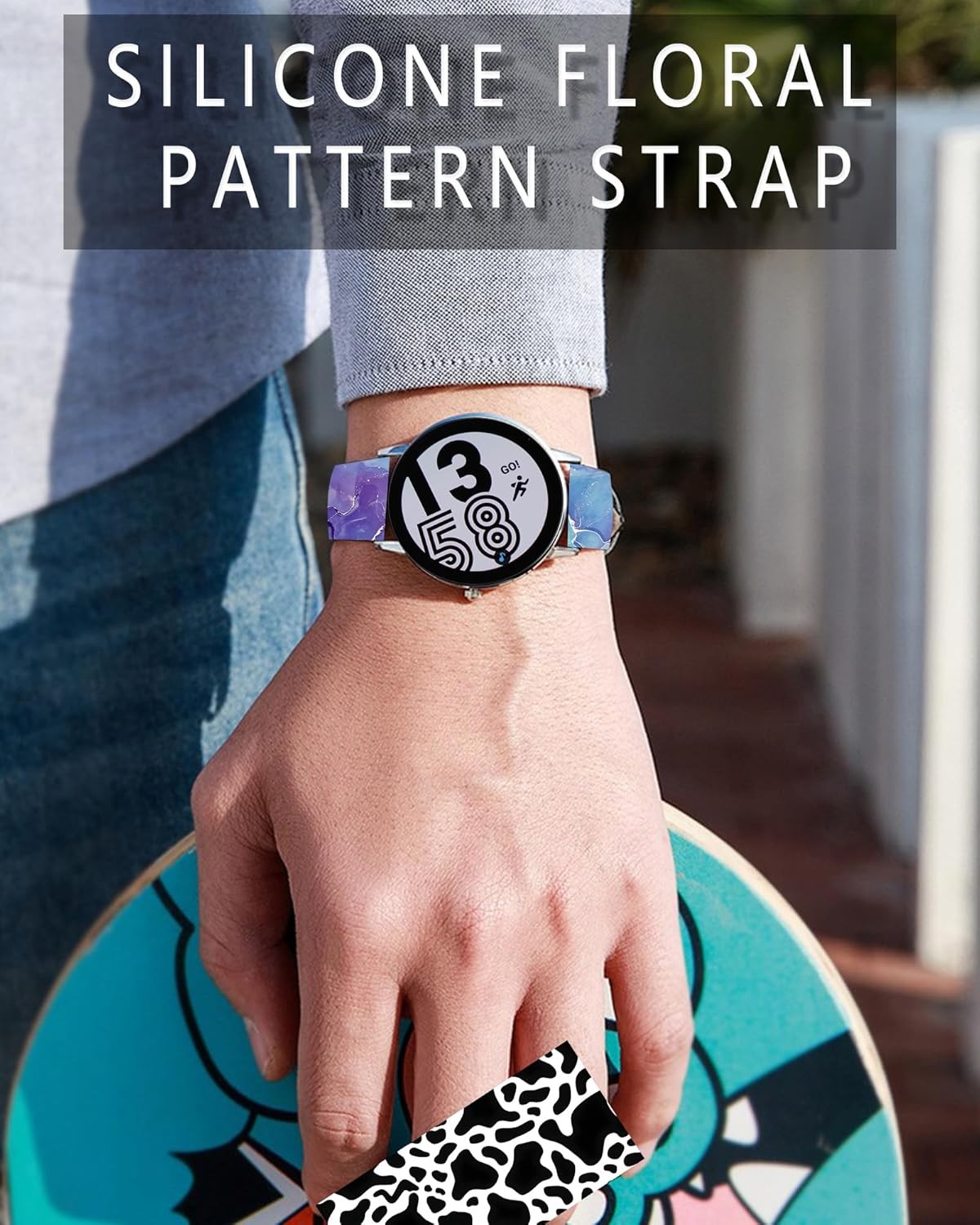 20mm Silicone Sport Bands in Purple Gold Marble for Galaxy Watch 6/5 40mm/44mm