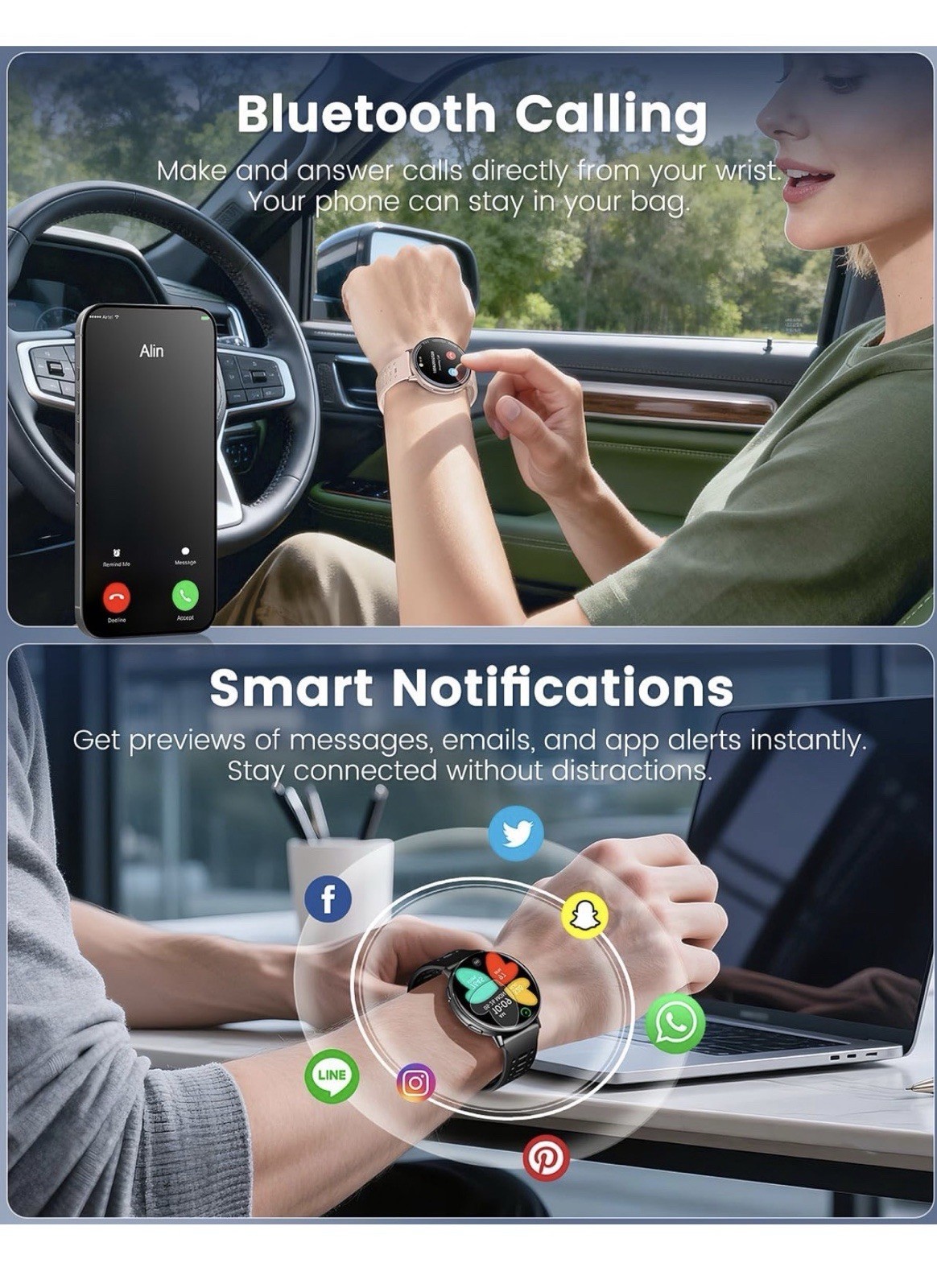 Smart Watch 1.39-Inch AMOLED, GPS, Fitness Tracker, Bluetooth, Android iOS