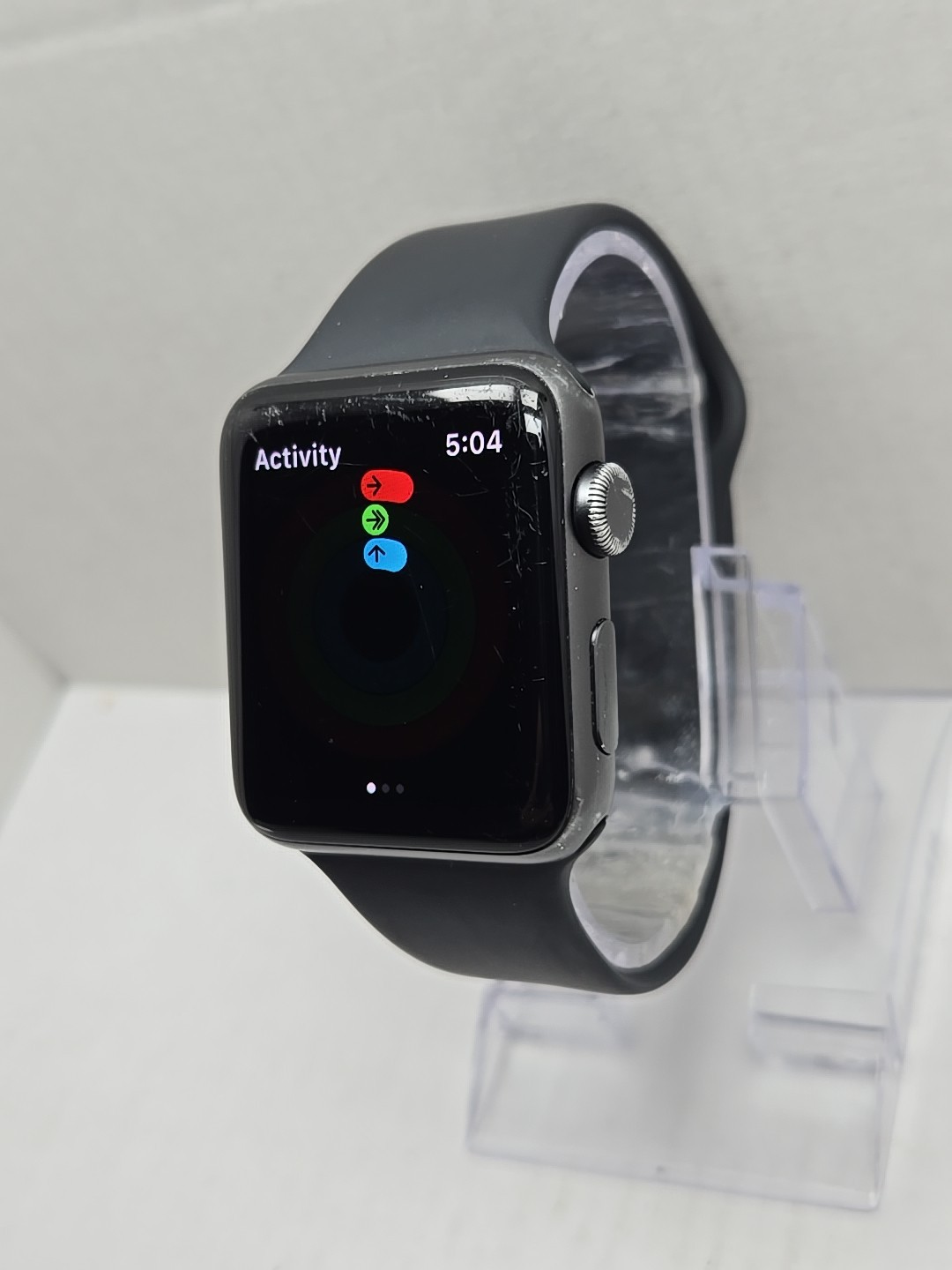 Apple Watch Series 3 42mm GPS Space Gray Aluminum Black Sport Band A1859 MTF32LL
