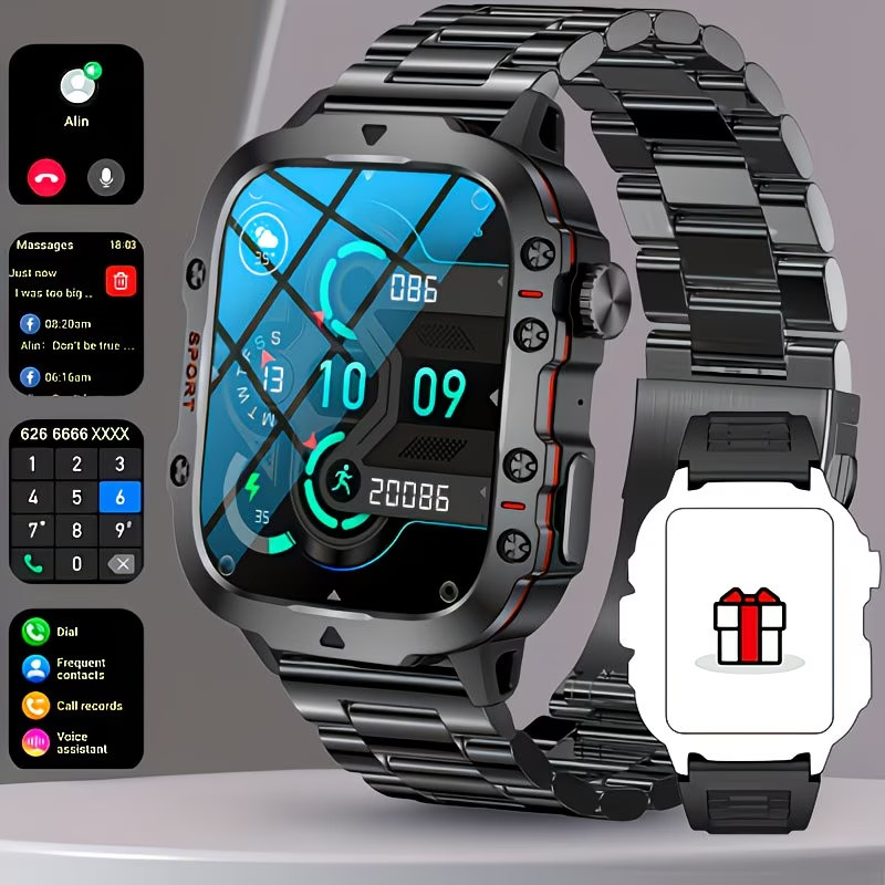 🔥Military Smart Watch for Men Bluetooth Call Rugged Fitness Tracker Android iOS