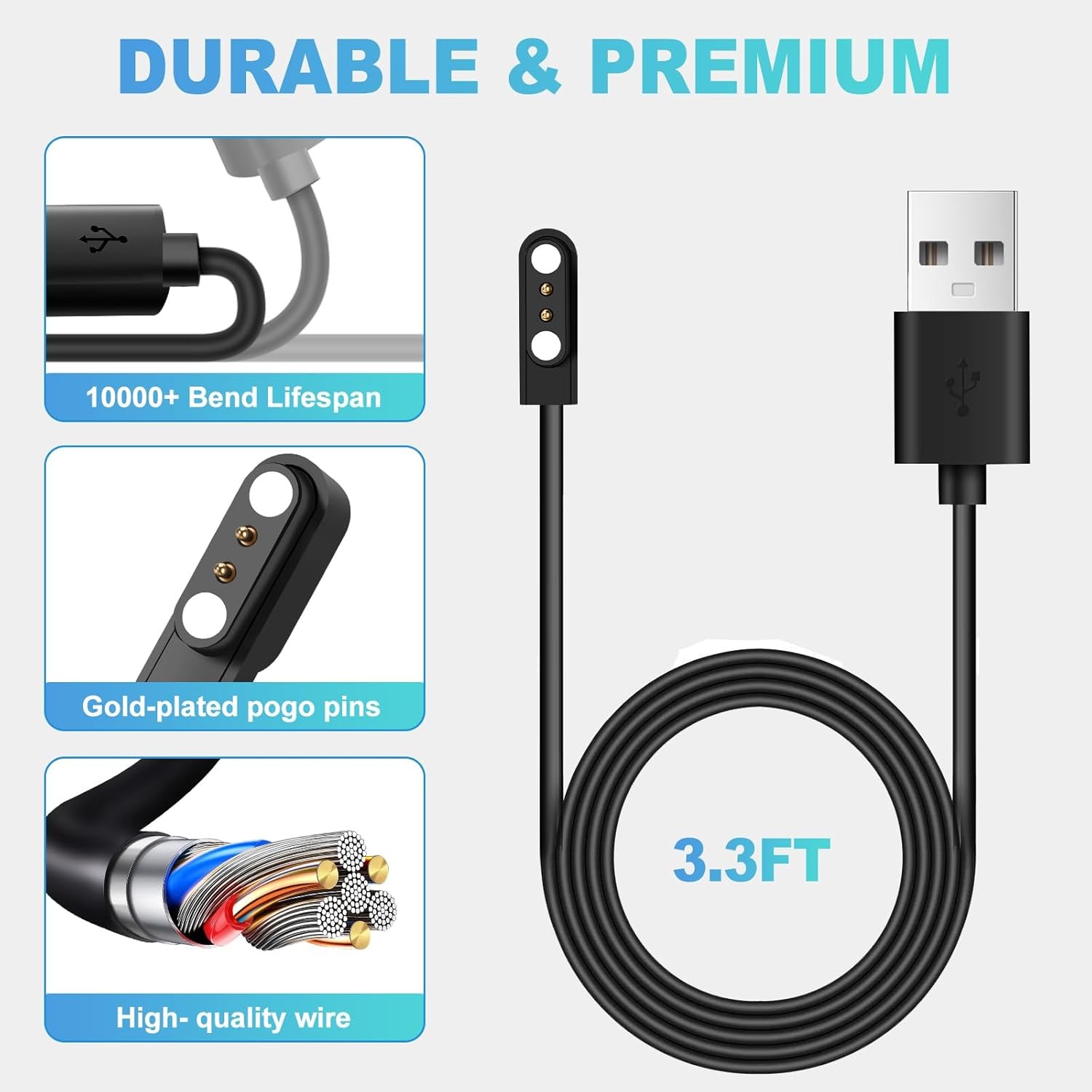 Smart Watch Charger with Magnetic USB Charging Cable for Letsfit Willful YAMAY I
