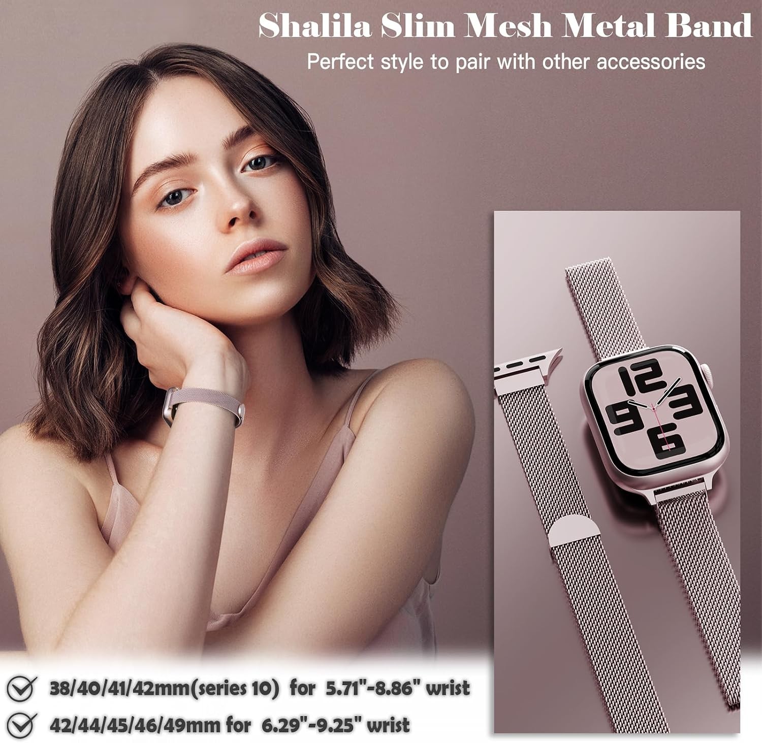 Thin Magnetic Stainless Steel Band for Apple Watch Series 7 44mm – Unbranded