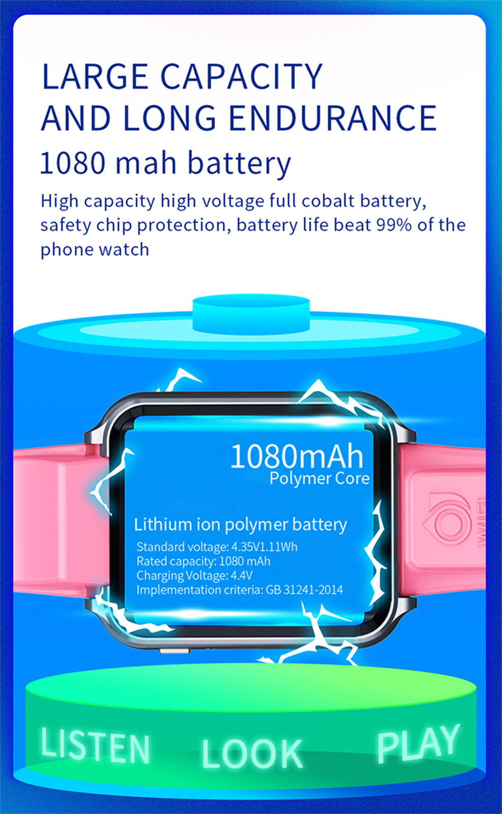 Kids 4G Smart Watch SOS GPS Location Video Call SIM Card Support For Children