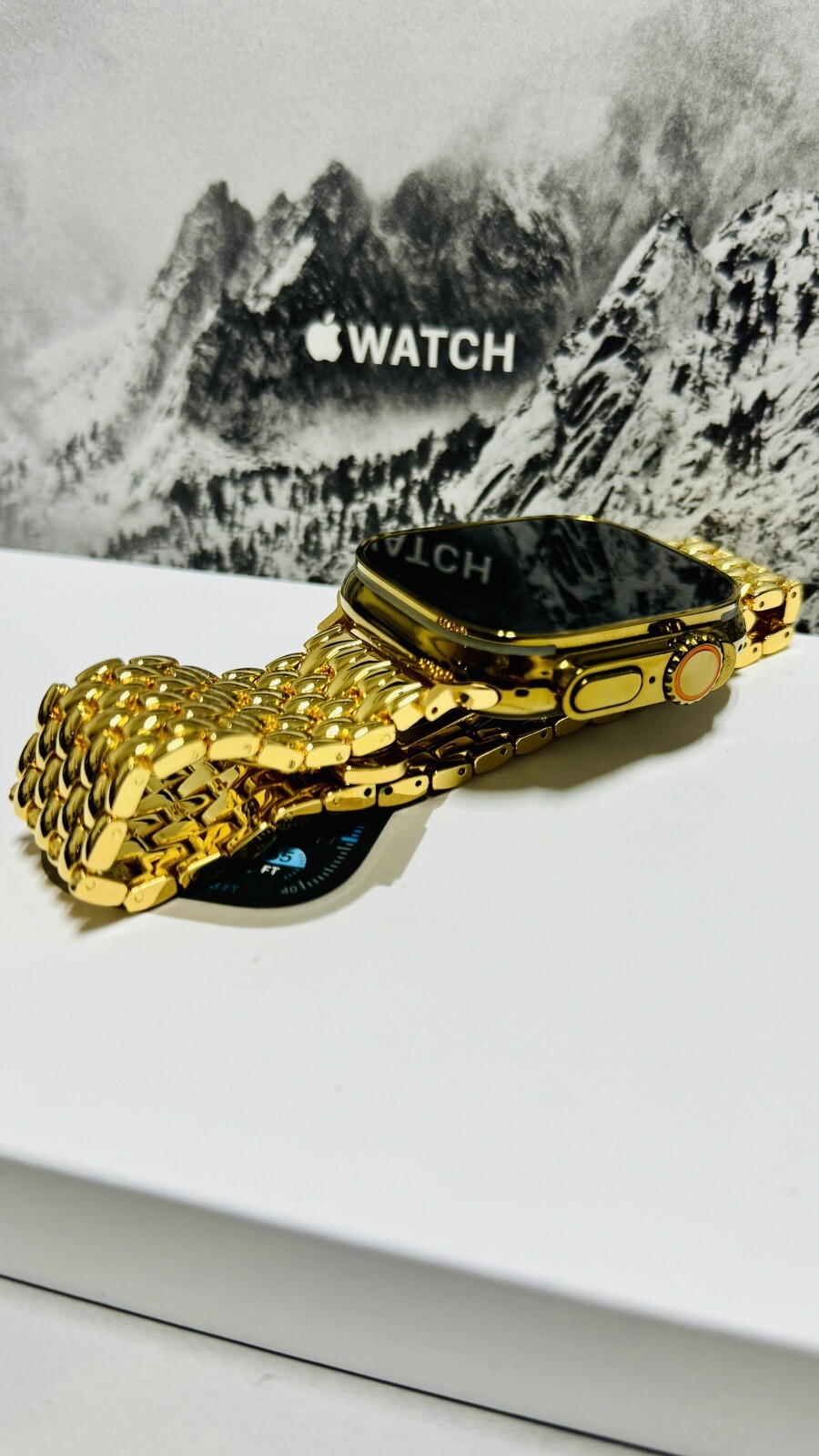 Custom Apple Watch ULTRA 3 49mm GOLD Anodized Titanium Gold Plated Links Band