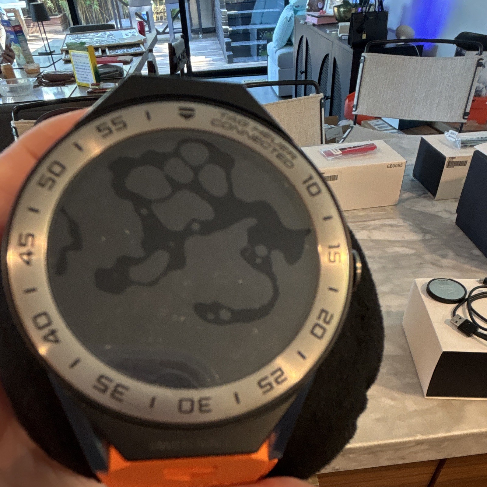 TAG Heuer Connected 45mm GPS Wear OS Smartwatch Orange Silicone Band