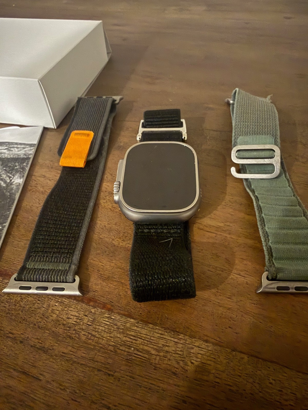 Apple Watch Ultra 49mm 1st gen, Green Alpine and Trail Loop bands, 85% battery