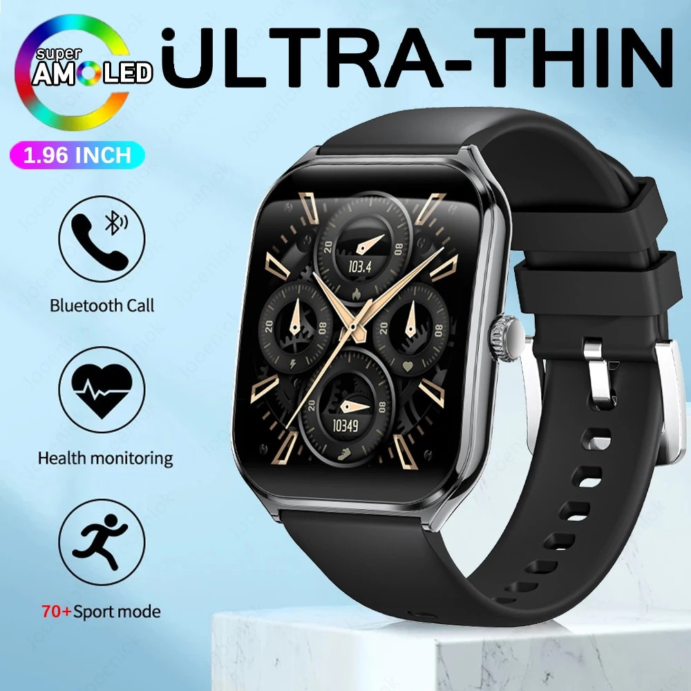 2025 New 7.5MM Ultra Thin Smart Watch Men 1.96″AMOLED Screen Always Show Time