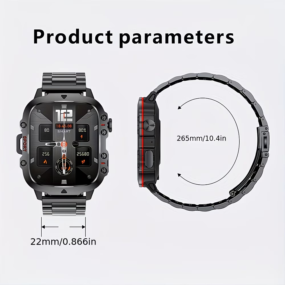 🔥Military Smart Watch for Men Bluetooth Call Rugged Fitness Tracker Android iOS
