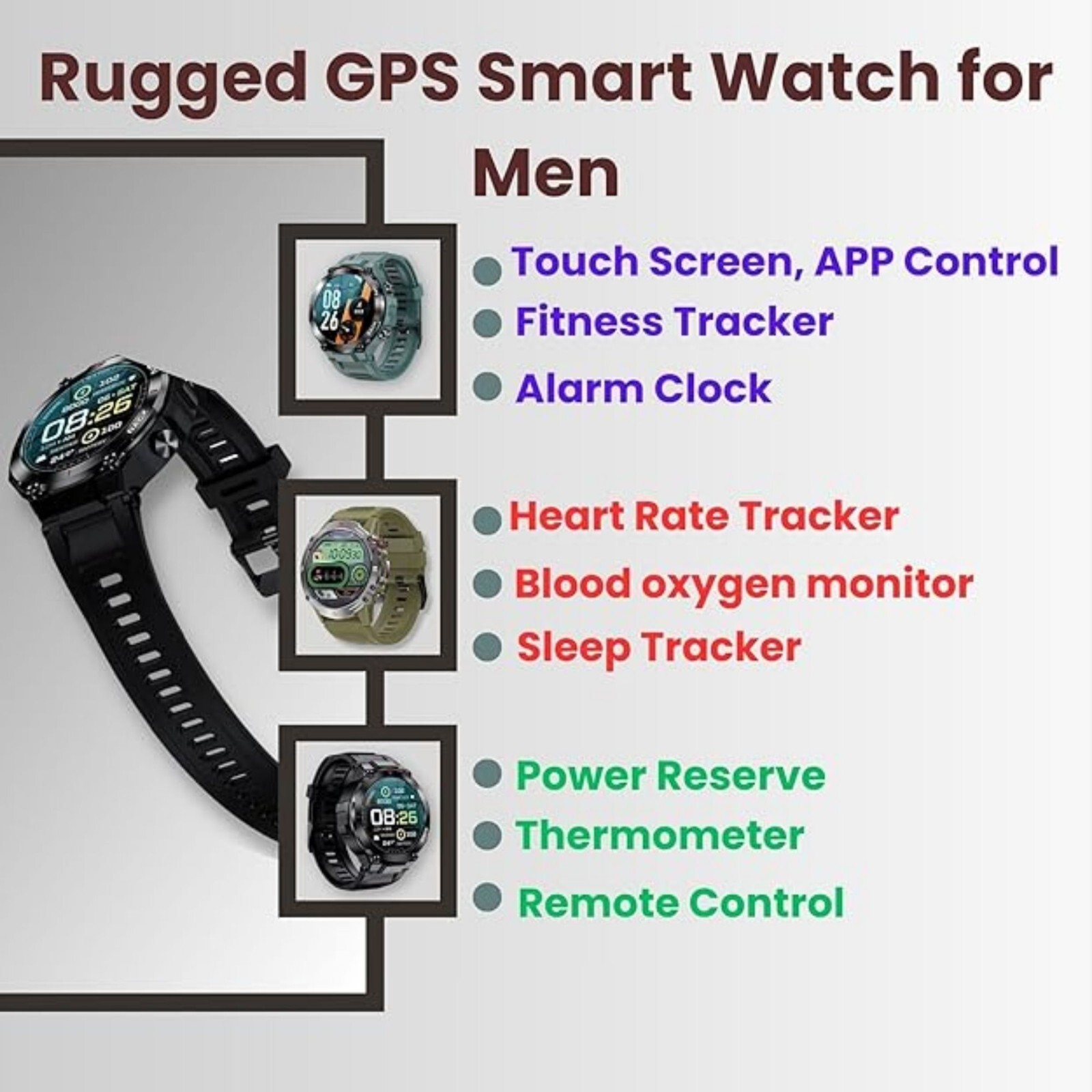 Advanced Fitness Smartwatch for Android/Apple iOS Phones Bluetooth True GPS