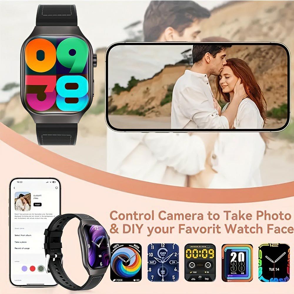 2.01 Inch Curved Screen Smartwatch Bluetooth Call Fitness Tracker Heart Rate