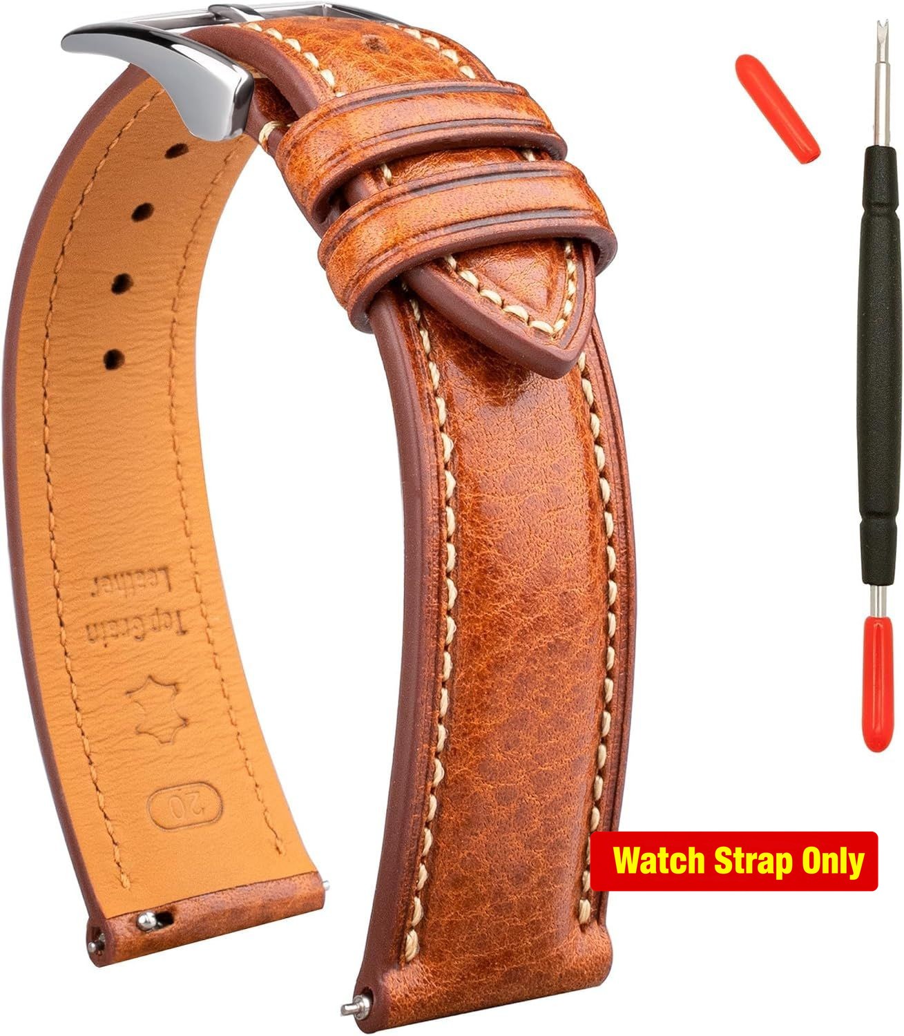 Strap Only For 18mm 19mm 20mm 21mm 22mm Genuine Leather Thick Soft Quick Release
