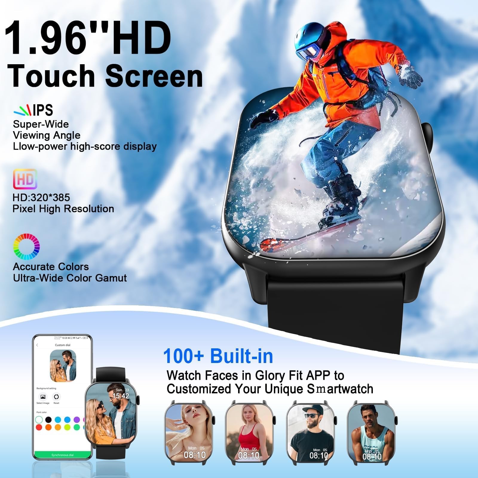 Reloj Inteligente Bluetooth De Mujer/Hombre Para iPhone y Samsung Android Negro