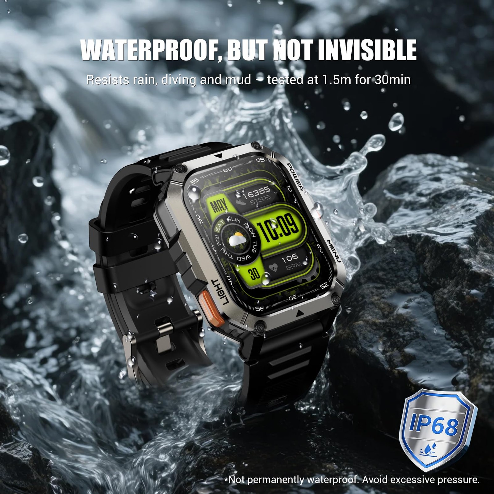 Military Tactical Smart Watches for Men, 100-Day Battery Rugged Fitness Watch…