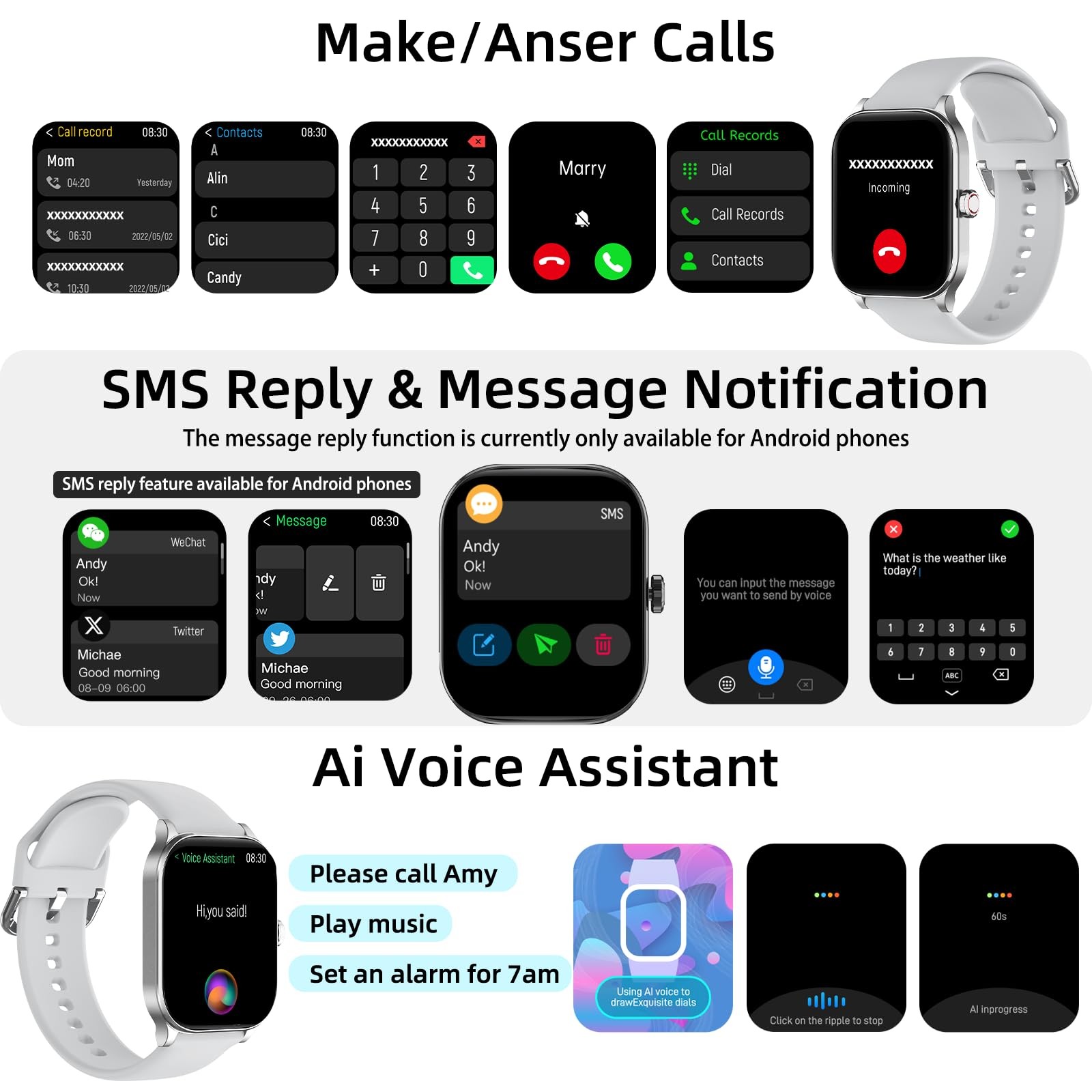 , GPS & Free Maps, 1.96″ HD Screen, AI, Bluetooth & Text, , Fitness & 24/7 Sl…