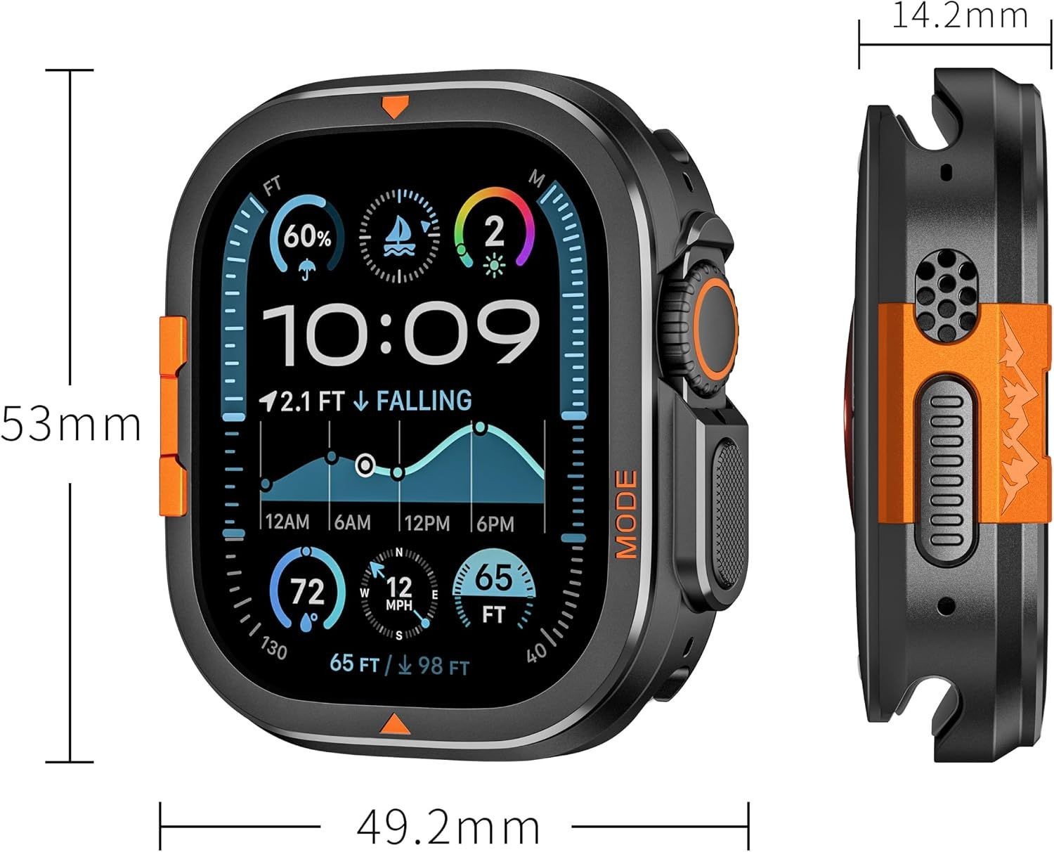 Rugged Metal Case for Apple Watch Ultra 49mm 2 in 1 Protective Bumper Cover