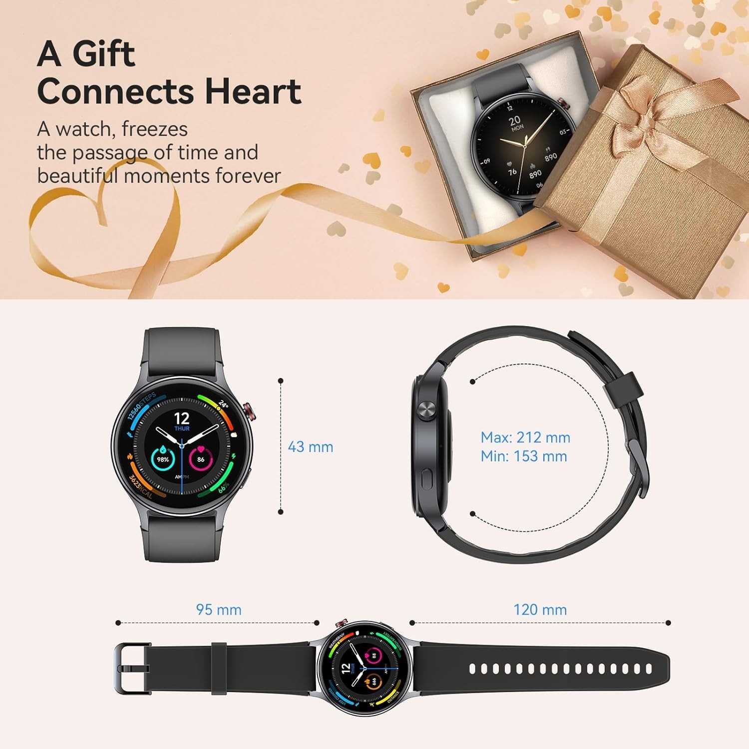 Luxury Smart Watch for Men & Women – AMOLED Fitness Tracker with SpO2 Monitoring