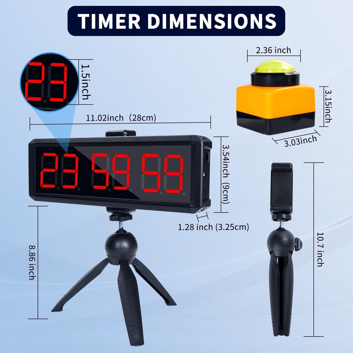 Stopwatch with Start/Stop Button LED Digital Timer Stand 1.5 Red