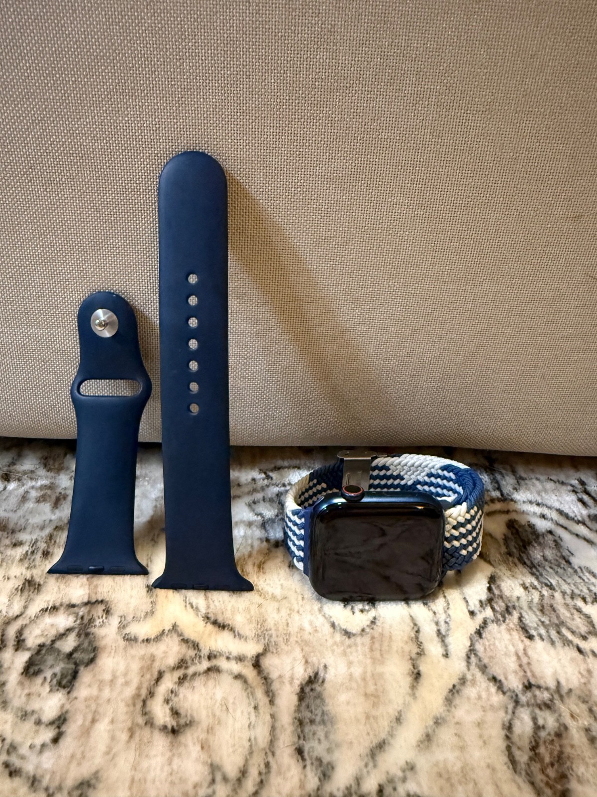 Apple Watch Series 6 44mm Blue Aluminum Case with Black Sport Band (A2292)