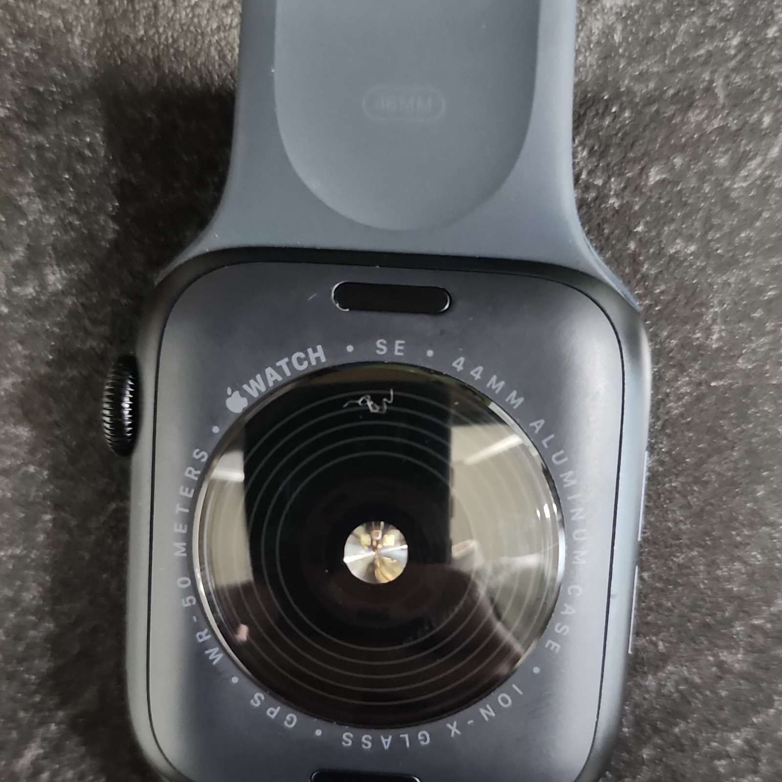 Apple Watch SE 44mm Black Aluminum Case GPS Smartwatch w/ Blue Silicone Band
