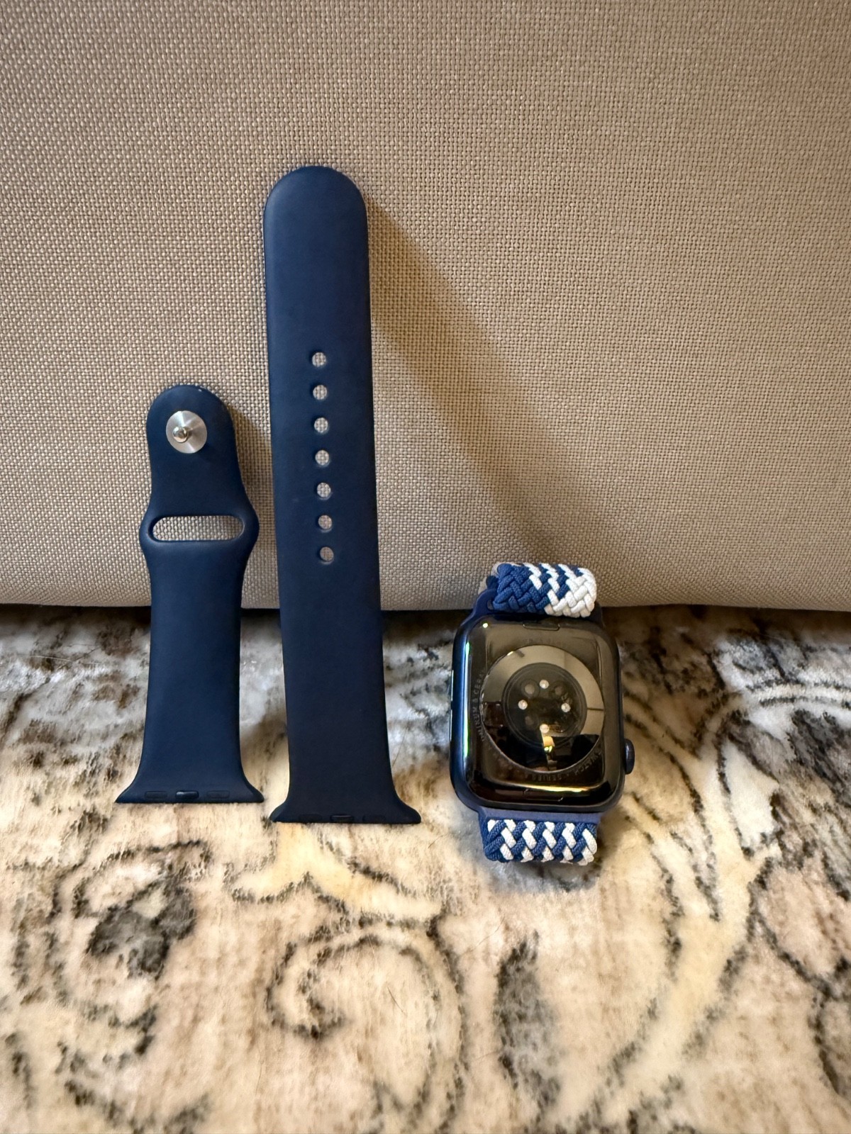Apple Watch Series 6 44mm Blue Aluminum Case with Black Sport Band (A2292)