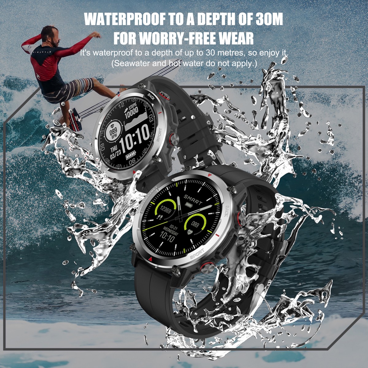 FT53 Smartwatch IP68 1.43″ AMOLED HR 30m Waterproof BT Call for Android/iOS