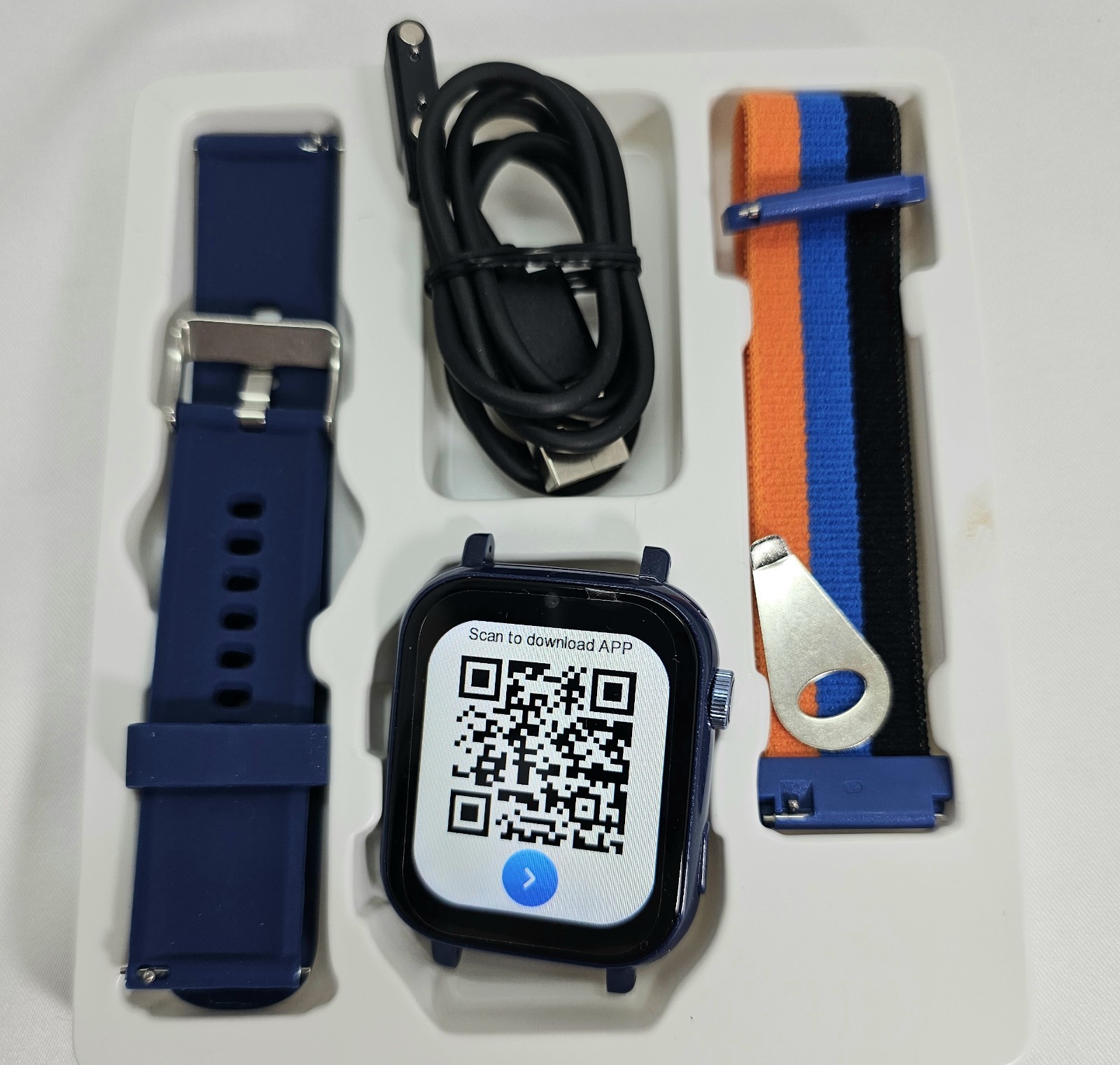 A22 Kids Smart Watch 4G Touch Screen Navy Case Blue Orange Black Band