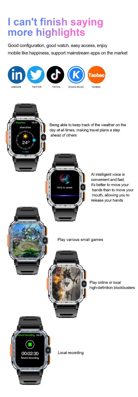 Valdus PGD Android Smartwatch 4G GPS Dual Camera 16/64GB ROM SIM NFC WiFi Watch