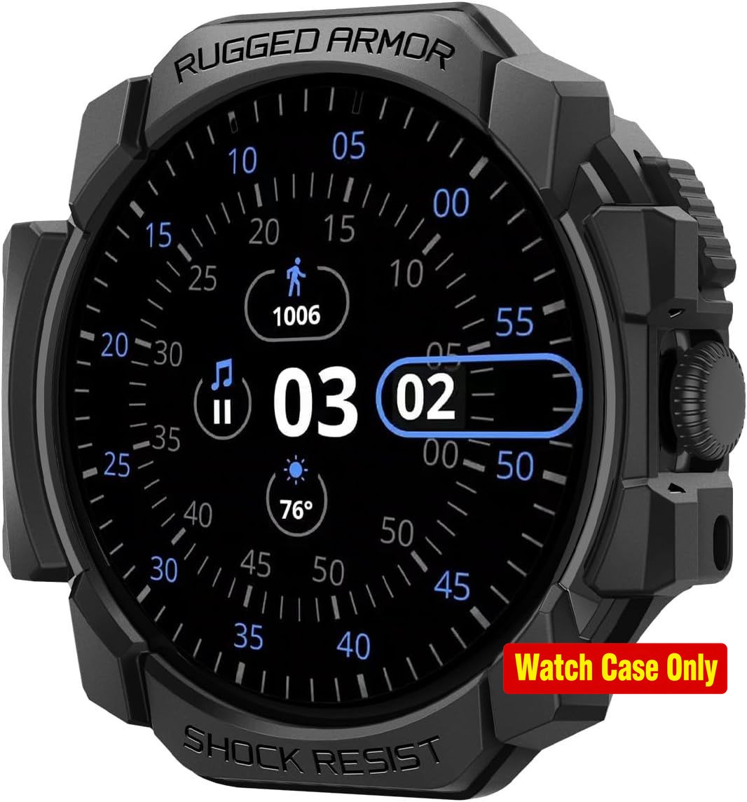 Durable TPU Cover Rugged Armor Case for 41mm Google Pixel Watch – Matte Black