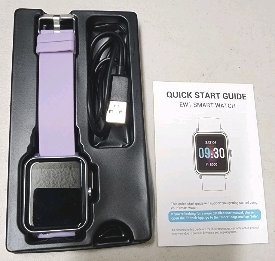 TYKOIT EW1 Smart Watch Purple Fitness Tracker Heart Rate Sleep Monitor