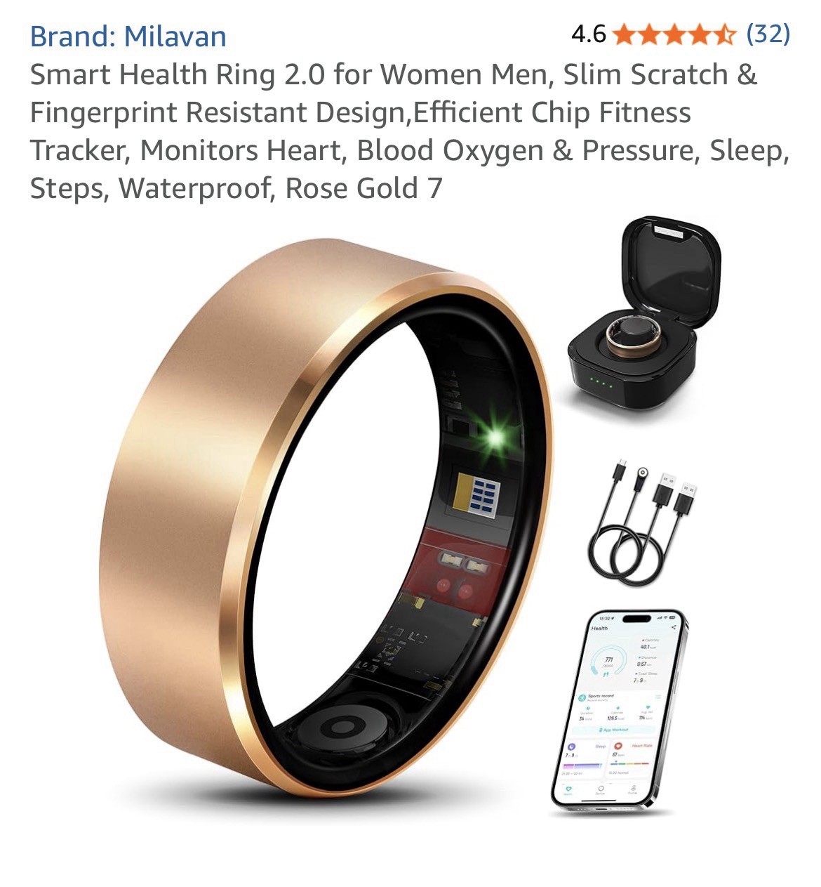 Smart Health Ring 2.0 for Women Men, Slim Scratch & Fingerprint Resistant Design