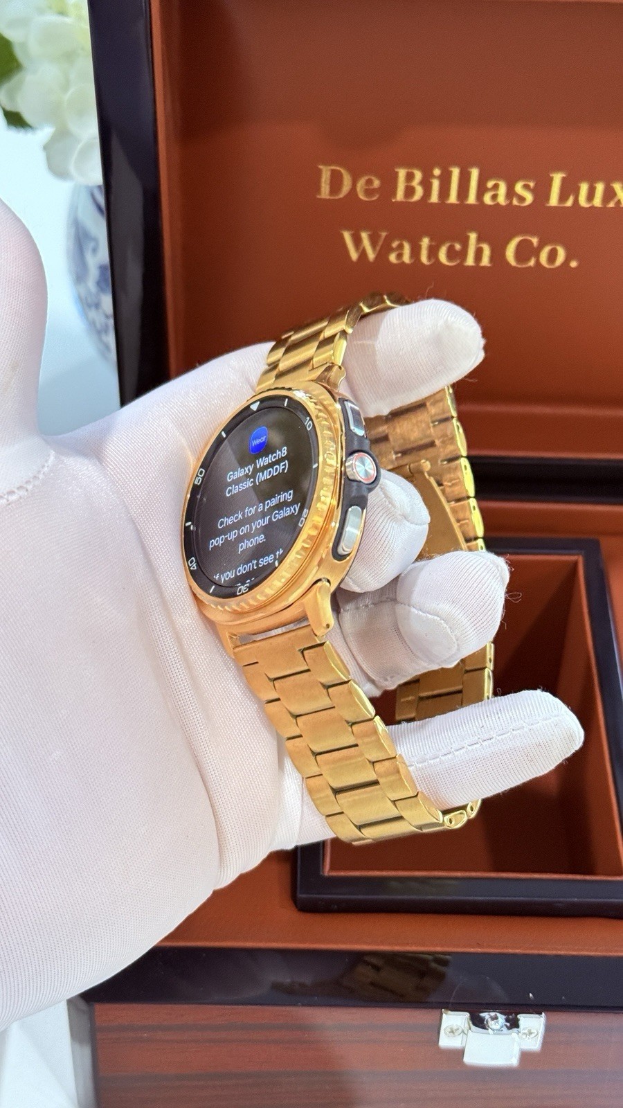 Custom 24k Gold Plated Samsung Galaxy Watch 8 Classic Gold Band GPS LTE 46mm