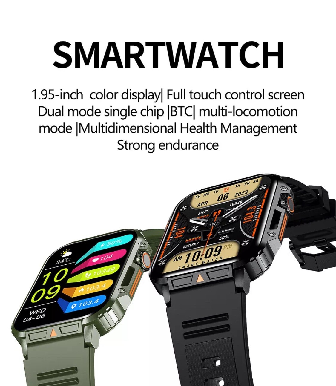 2024 Military Blood Pressure Smart Watch Fitness Wristwatch For iPhone Android