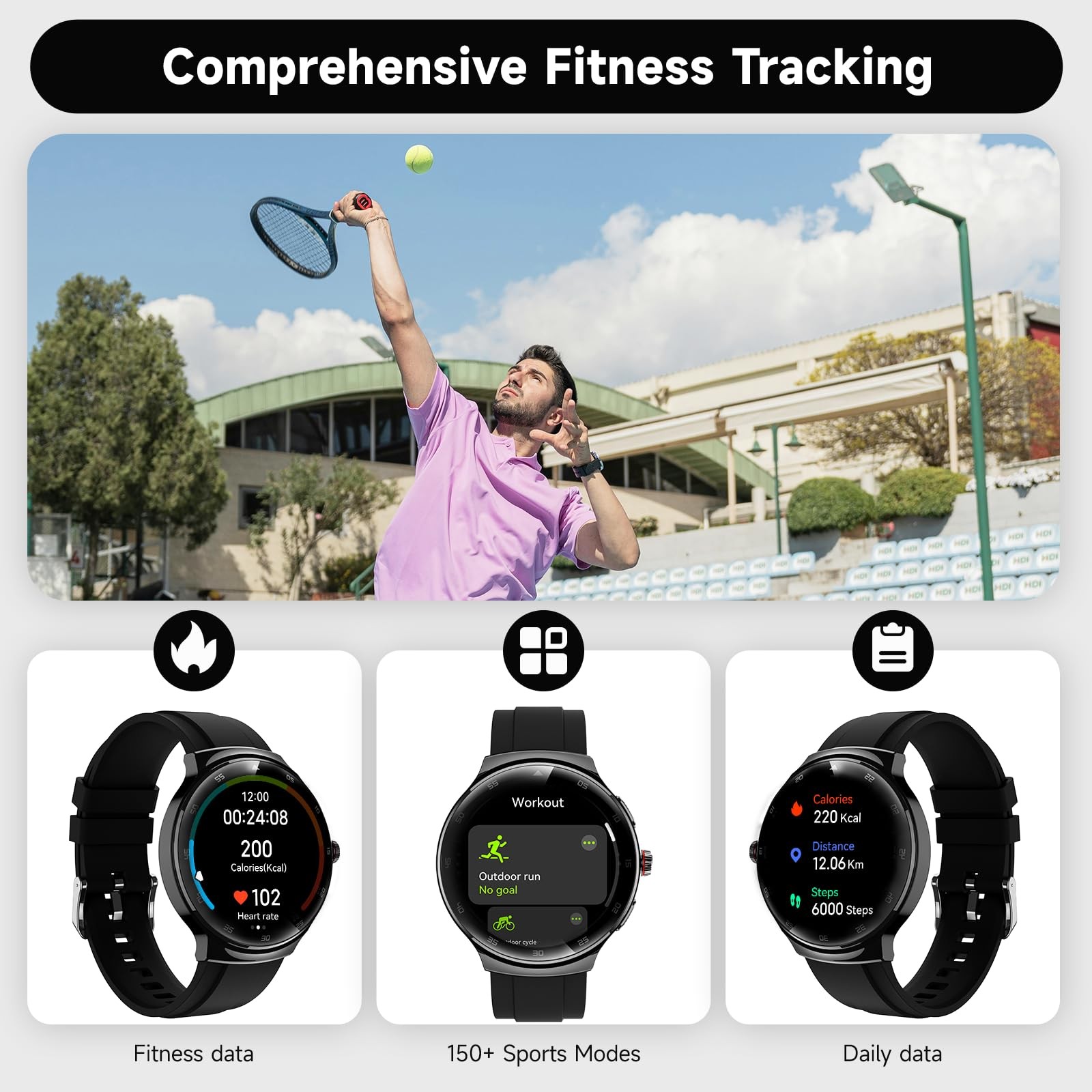 MOLOURK P30 Smart Watch 1.43″ AMOLED Curved Screen Fitness Tracker Bluetooth Cal