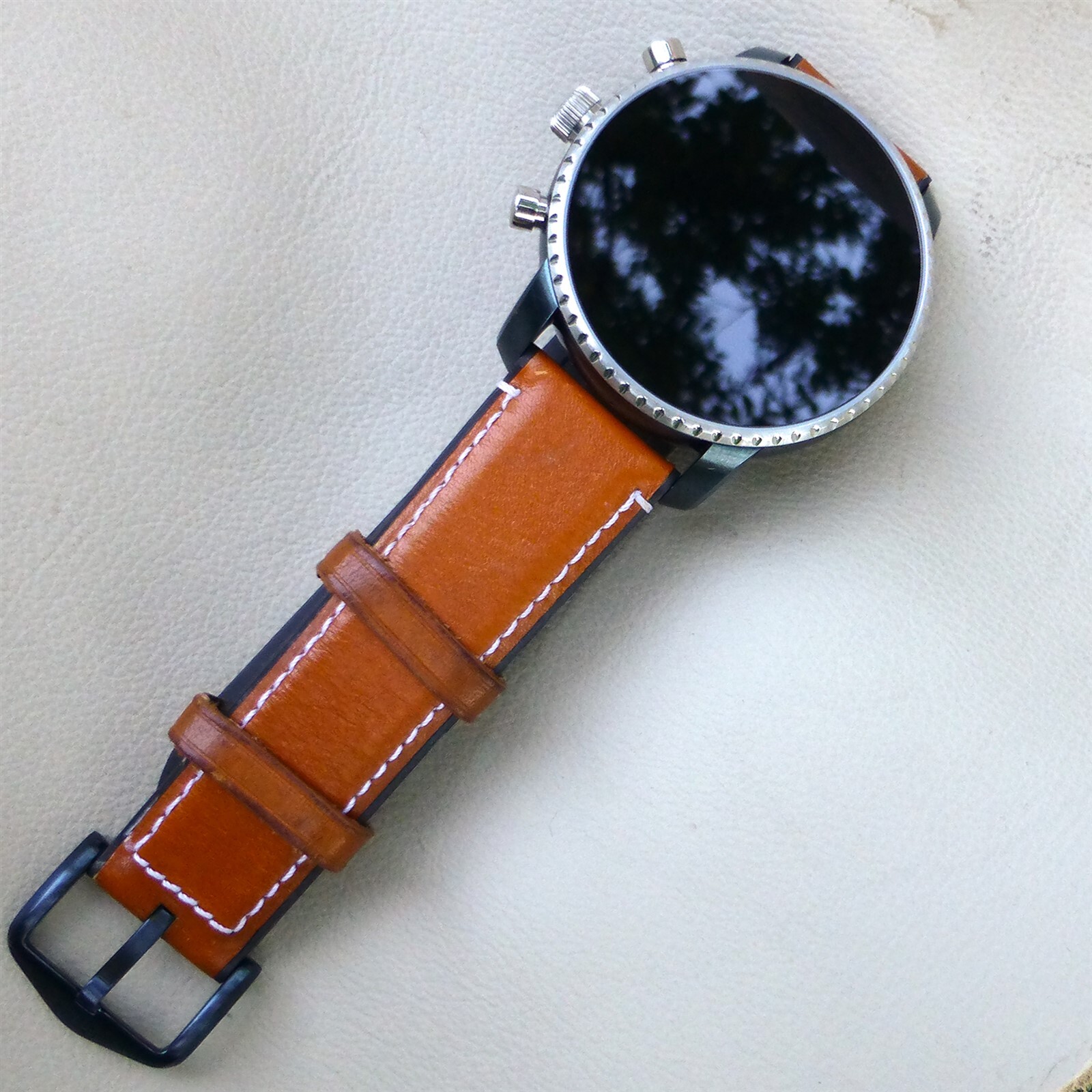 $275 FTW4016 Fossil Men’s Gen4 Smartwatch Q eXplorist HR Blue Tan Leather 45mm