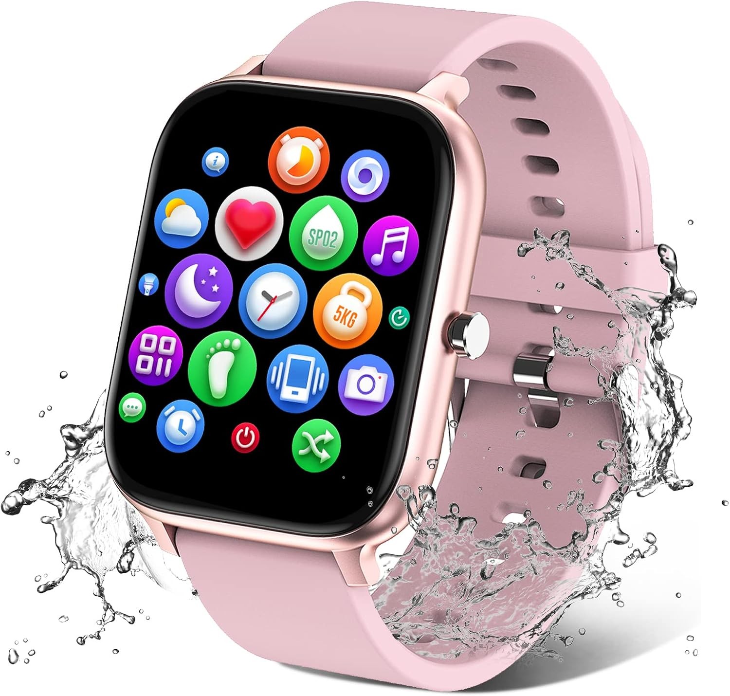 1.69 Inch Smart Watch Fitness Tracker IP68 Heart Rate Sleep Monitor Gold