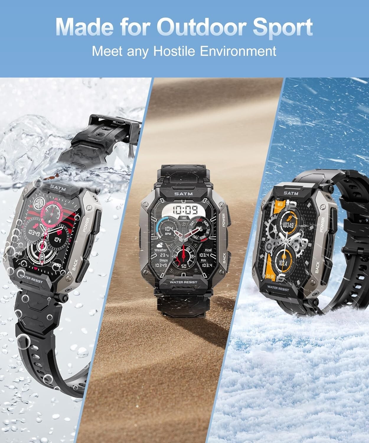 Smart Watch for Men 2.01” HD Display IP68 Waterproof for Android and iOS