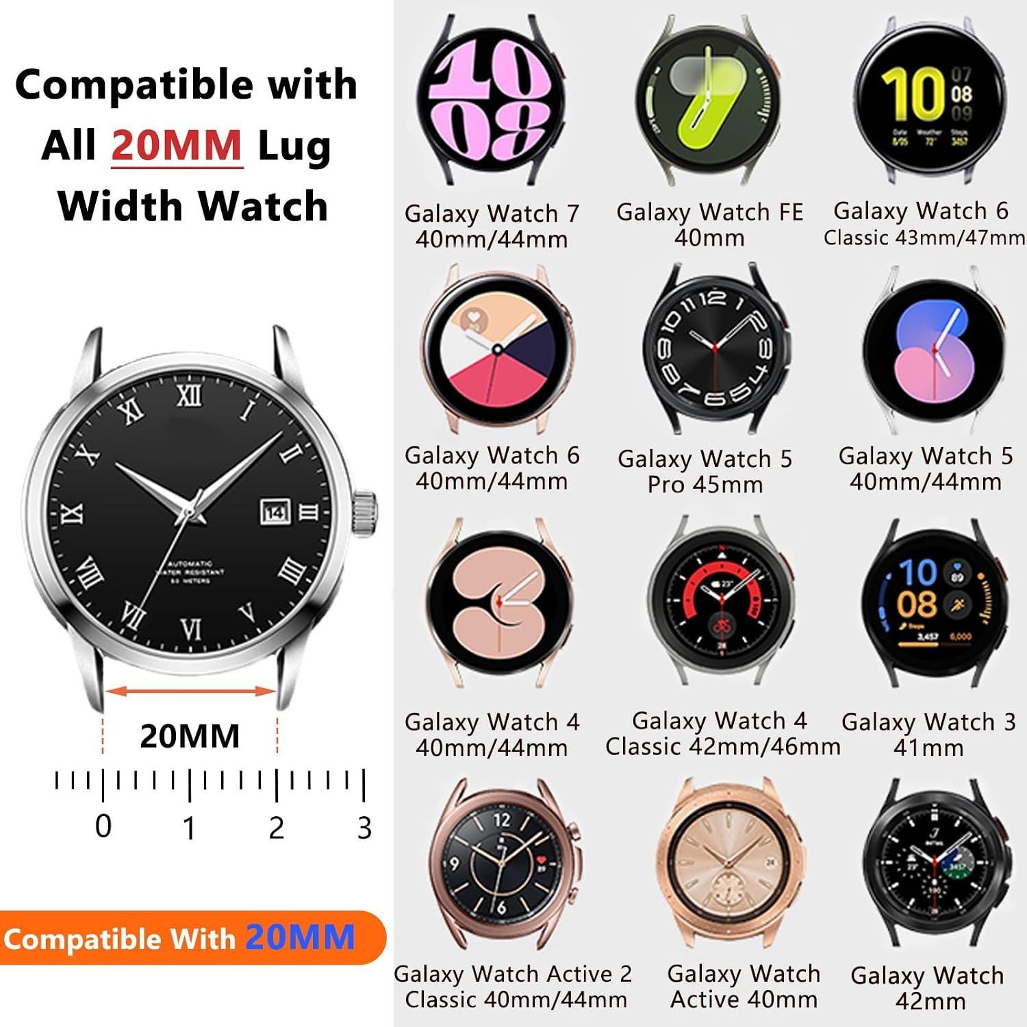 Natural Stone Beaded Strap Compatible with Samsung Galaxy Watch 40mm 44mm