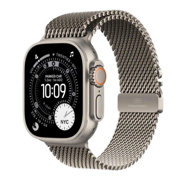 Apple Watch Ultra 3 49mm Cell Natural Titanium Case w Milanese Loop L MF0E4LW/A