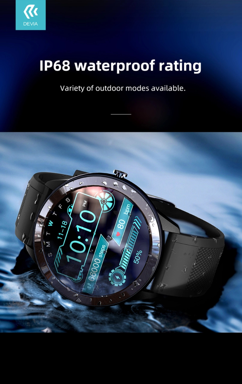 Devia Star Series Smart Watch BT02 – Black