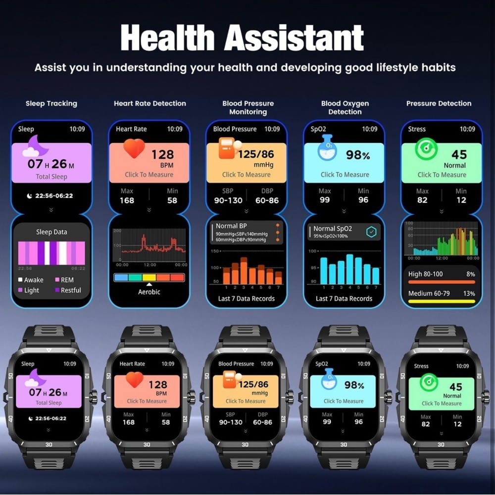 Smart Watch Fitness Tracker 2.0″ Full Touchscreen