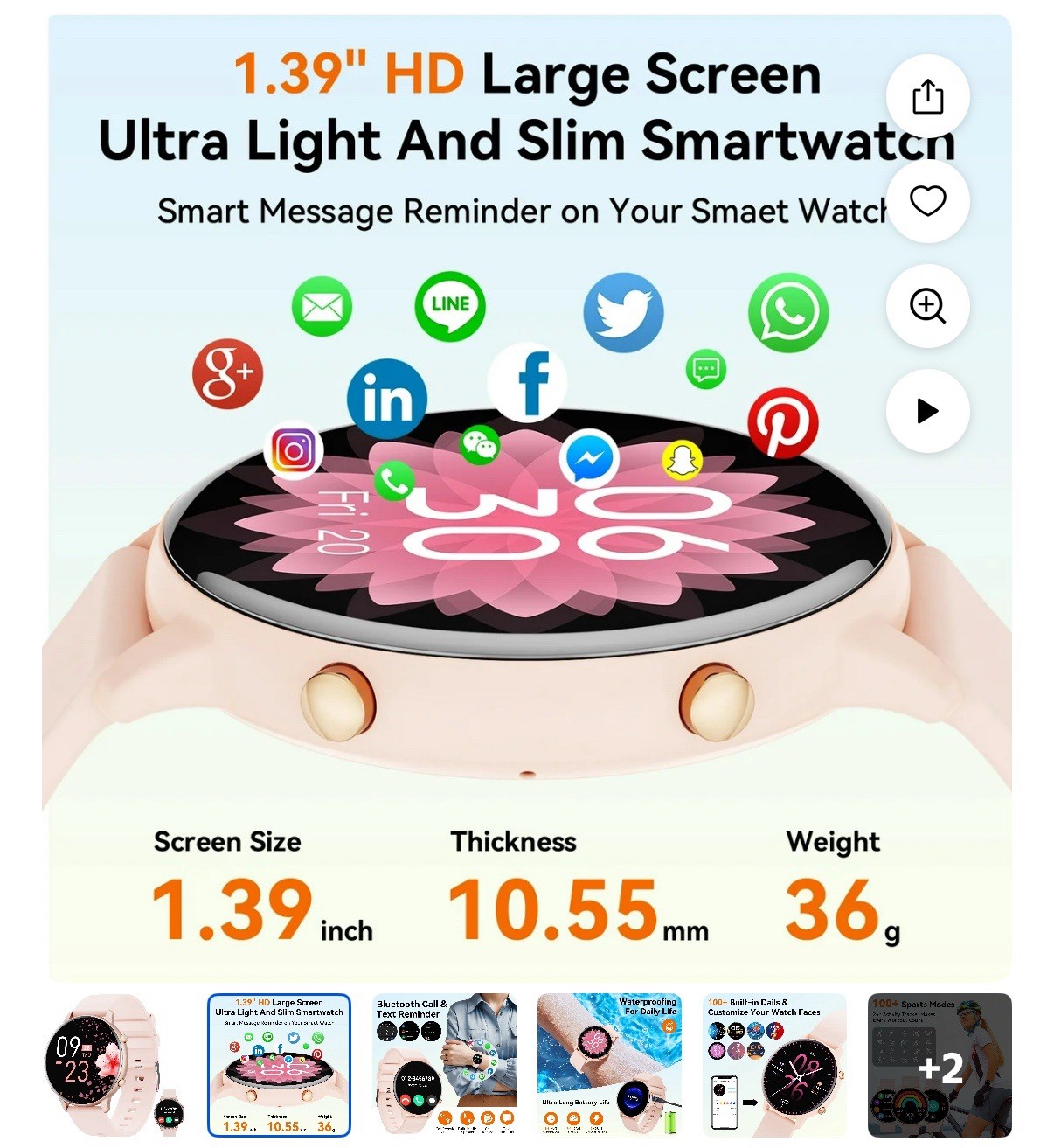 Smart Watch Heart Rate Sleep Monit, Sport Fitness Tracker (Answer/Make Call)