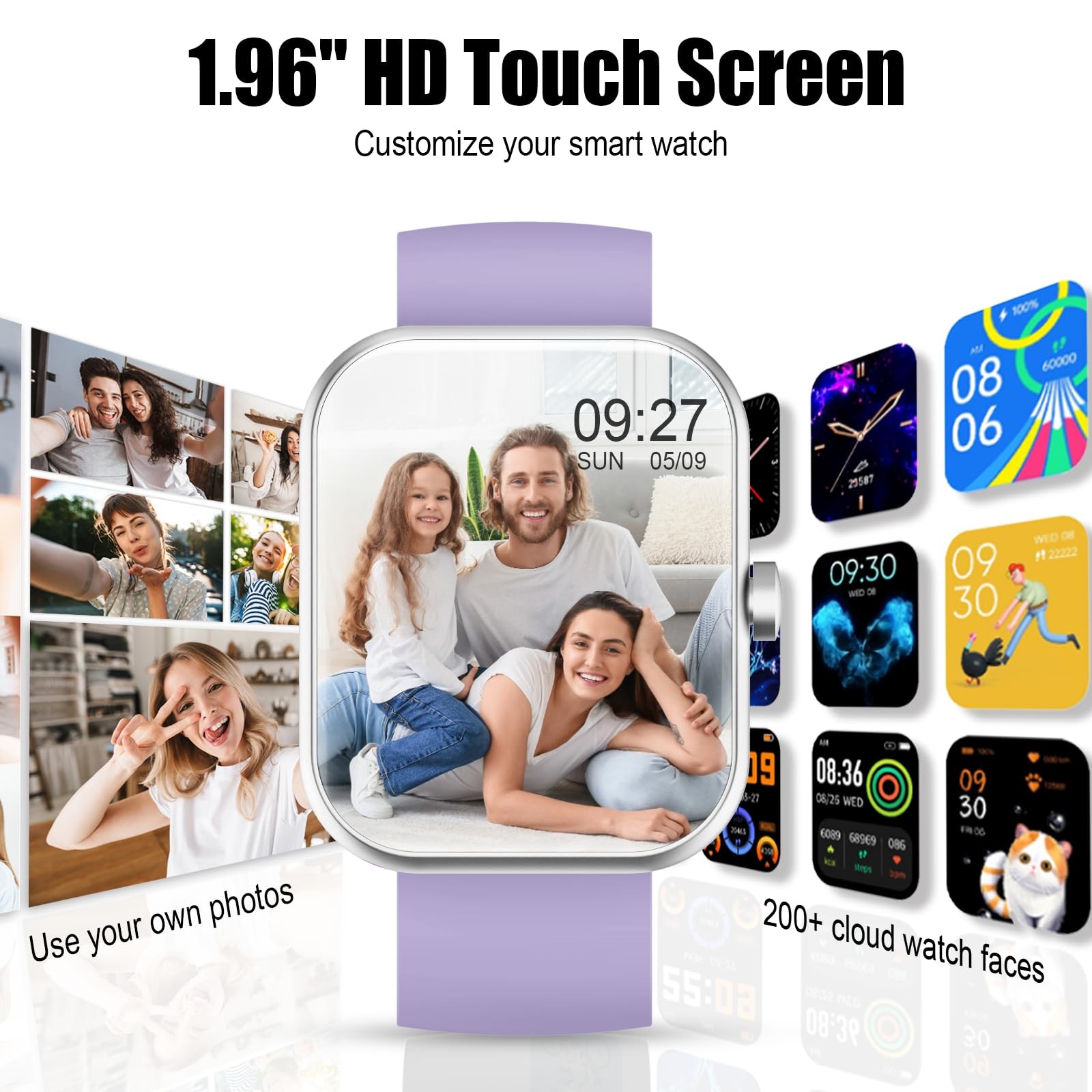 Coucur Smart Watch For Men Women 1.96 Fitness Tracker Running Watch Answer/Make
