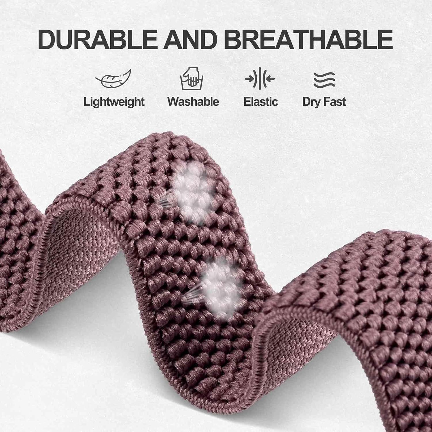 Stretchy Nylon Strap Compatible with 16mm 18mm 20mm Watches Adjustable