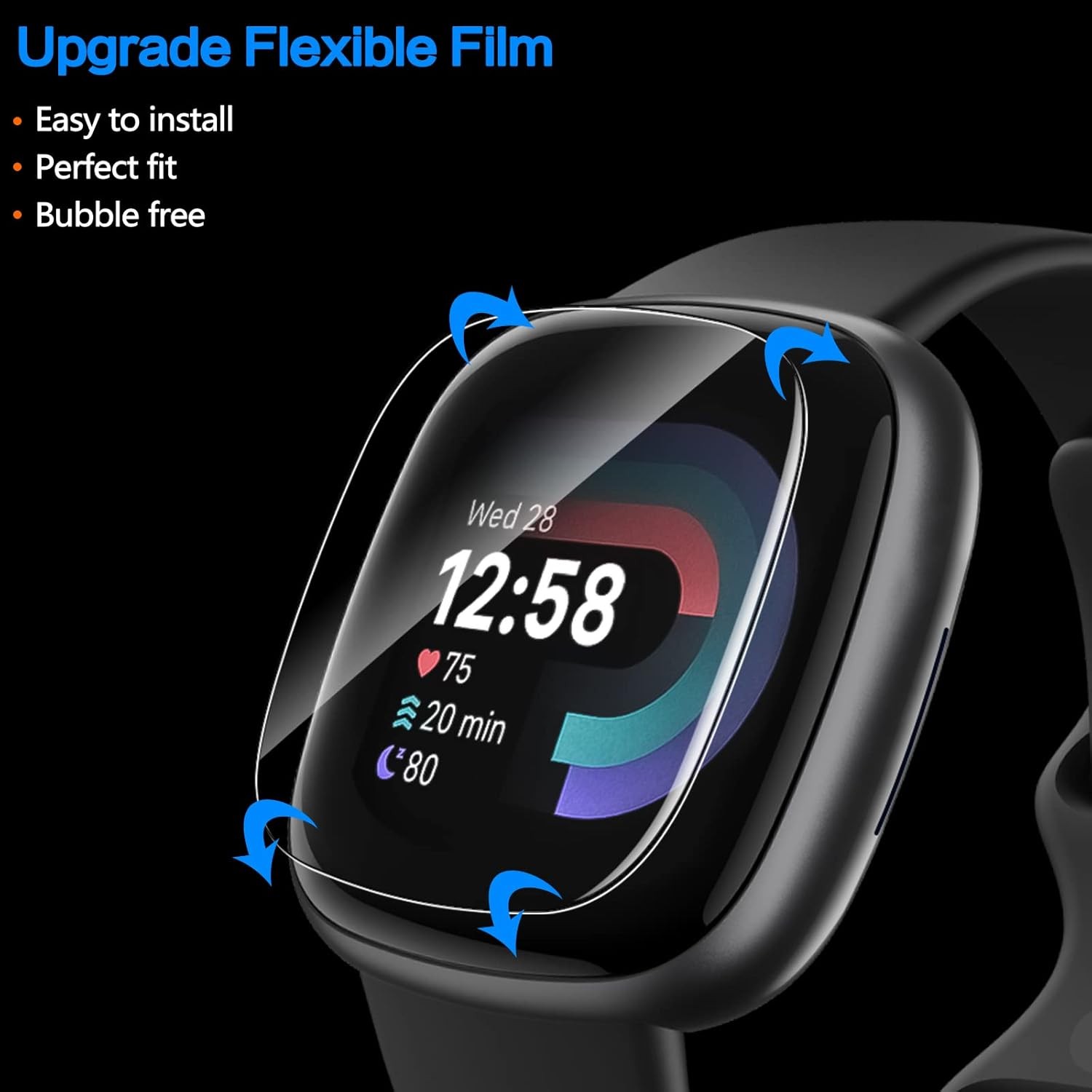6 Pack Soft HD Clear Screen Protector for Fitbit Versa 4 / Versa 3 & Sense 2
