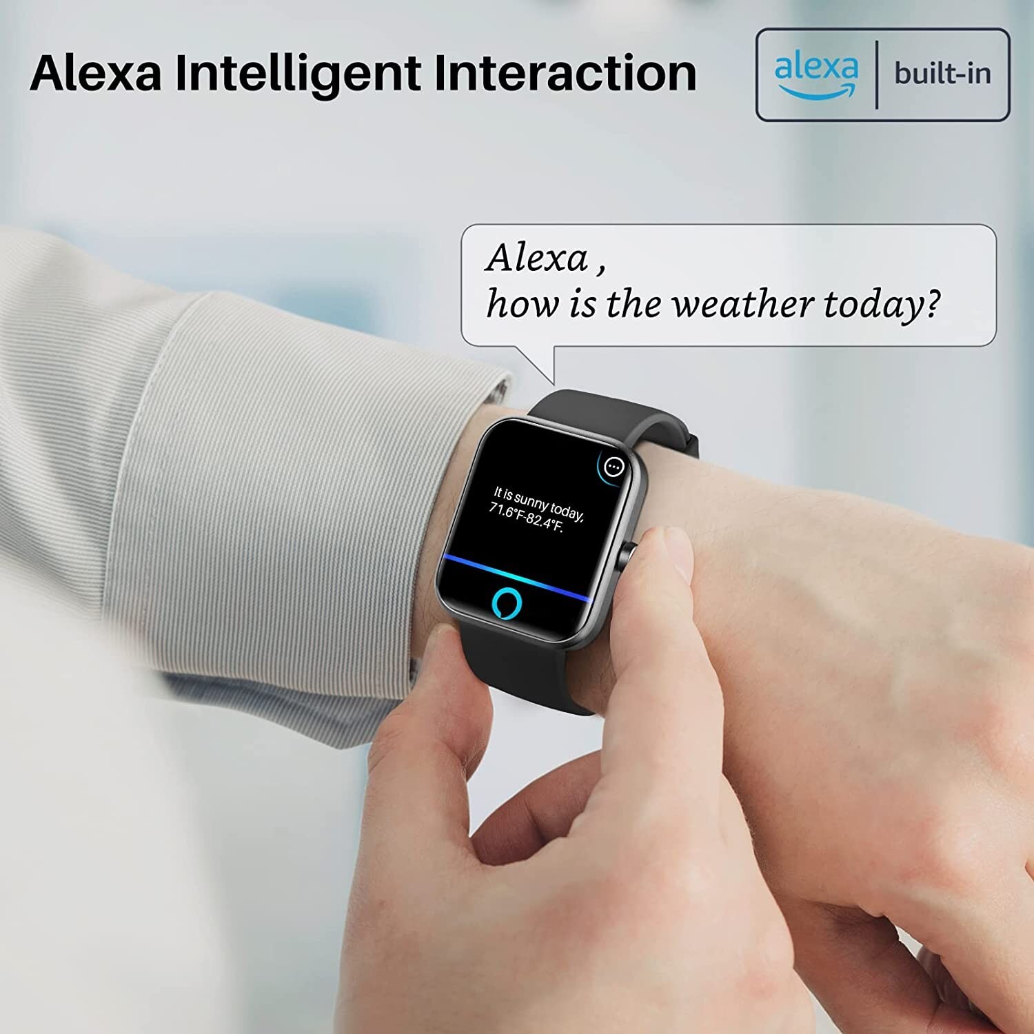 TOZO S2 Smart Watch Touch Screen Alexa Fitness Tracker Heart Monitor Waterproof