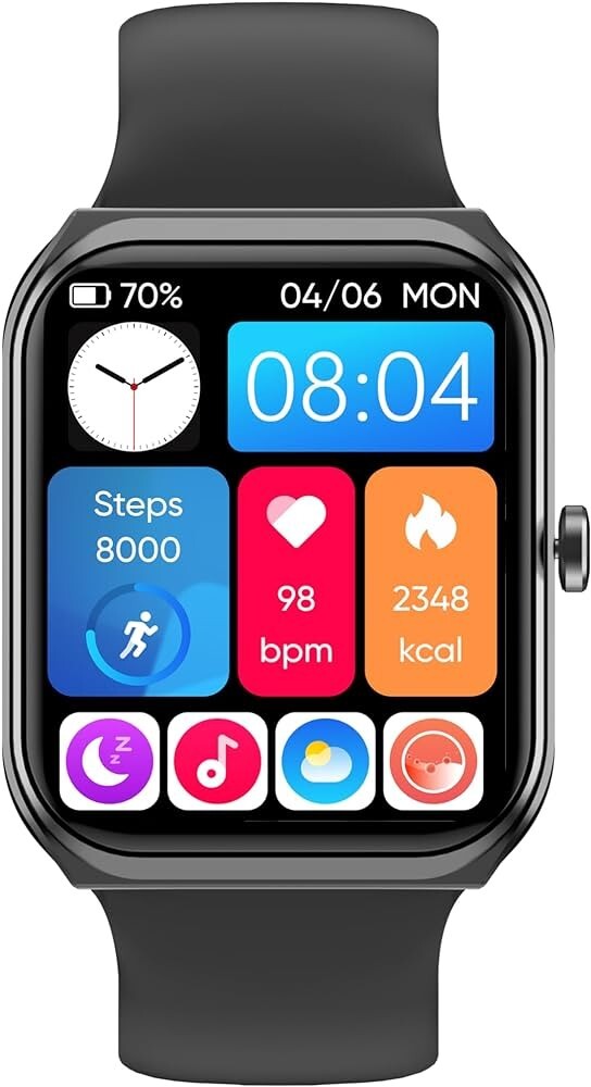 Smart watch BLACK Fitness Track 1.91″ Heart Rate Blood Oxygen, Sleep Android IOS